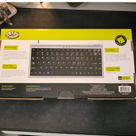 SET OF TWO(!) - GEAR HEAD model KB1500U Mini USB 89 Key Keyboards - Picture 5 of 6